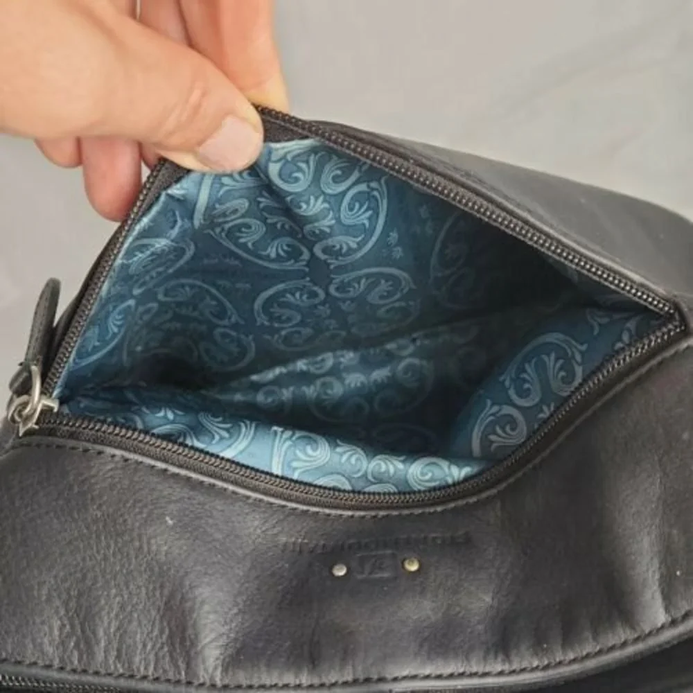 Stone Mountain Black Genuine Leather Purse Shoulder Bag Crossbody Satchel‎